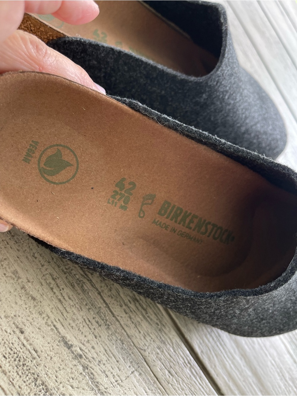 Birkenstock Amsterdam Unisex Anthracite Gray Wool Felt Clogs Size 42 - Picture 3 of 6